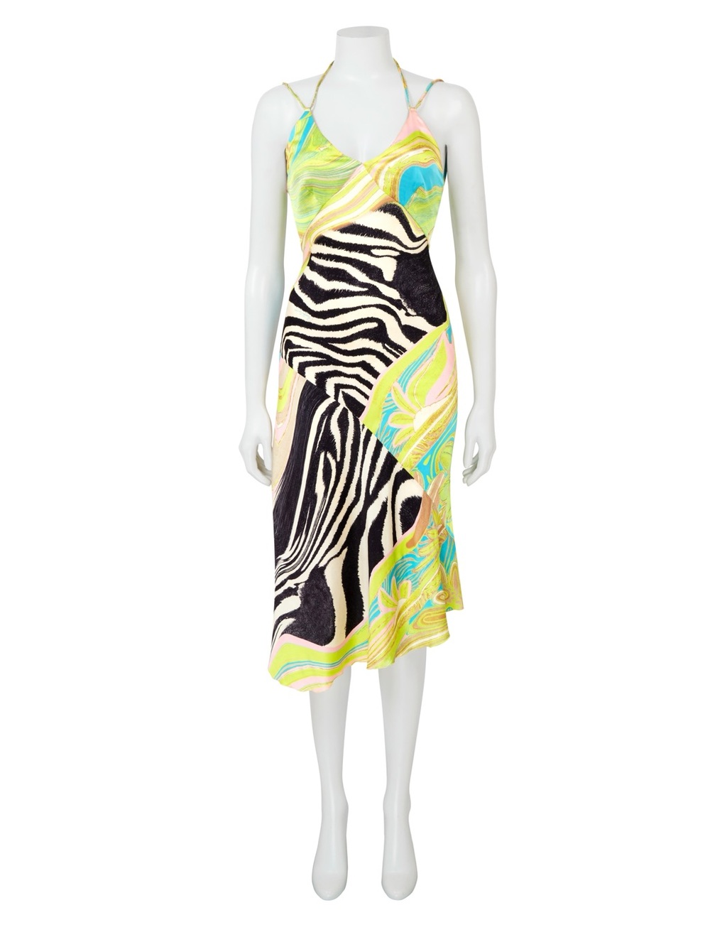 Roberto Cavalli S/S 2004 Patchwork Animal Print Silk Dress
